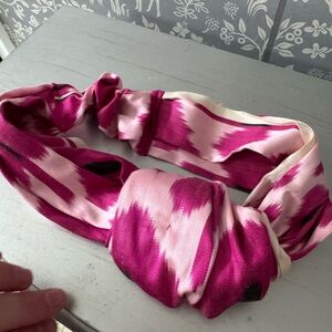 Jennifer Behr Pink and Cream Satin Hair Ribbon
